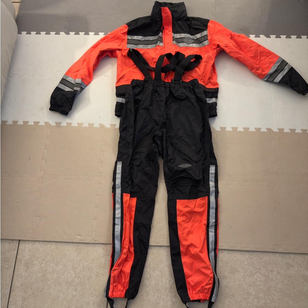 Harley-Davidson Black and Orange Jacket with Gray Stripe